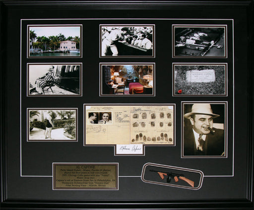 Al Capone Chicago Gangster Tommy Gun Reproduction Signature 6 Photo Frame