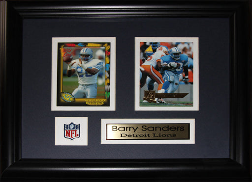 Barry Sanders Detroit Lions 2 Card Football Memorabilia Collector Frame