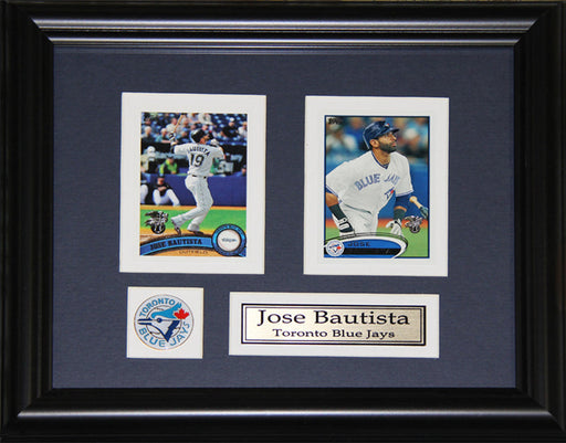 Jose Bautista Toronto Blue Jays 2 Card Baseball Memorabilia Collector Frame