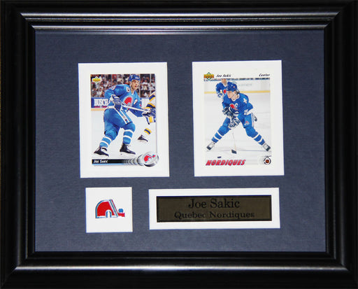 Joe Sakic Quebec Nordiques 2 Card Hockey Memorabilia Collector Frame
