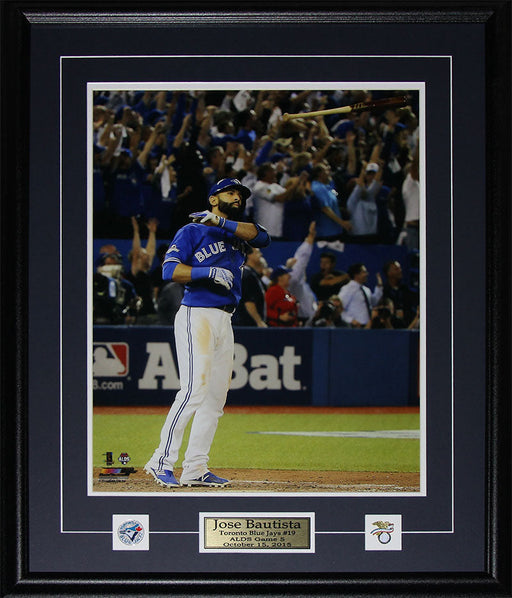 Jose Bautista Toronto Blue Jays Bat Flip Home Run 2015 AL Finals Color 16x20 Baseball Frame