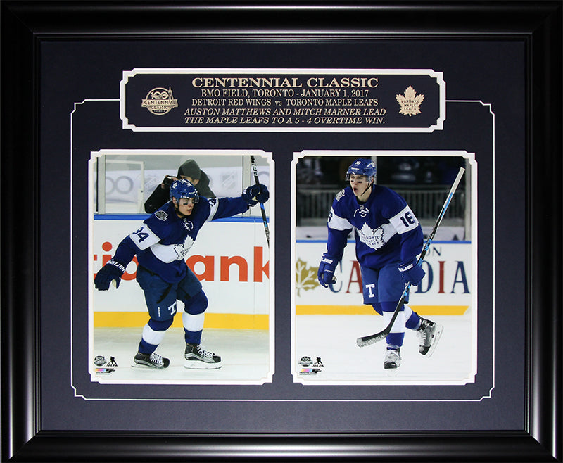 Auston Matthews & Mitch Marner Toronto Maple Leafs Centennial Classic Dual 11x14 Hockey Frame