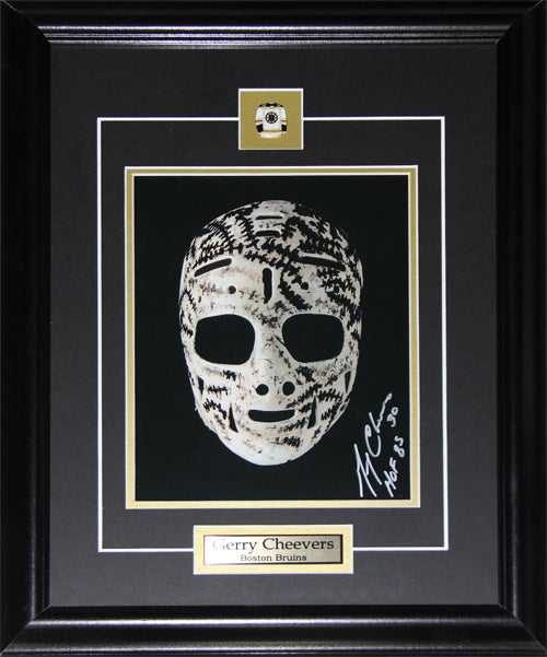 Gerry Cheevers Boston Bruins Signed Mask 8x10 Photo Hockey Memorabilia Collector Frame