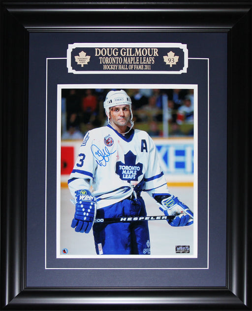 Doug Gilmour Toronto Maple Leafs Signed 11x14 Bloody Etched Matting Collector Frame