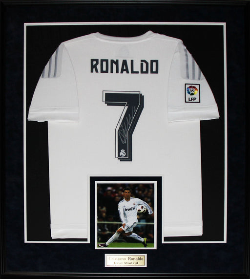 Cristiano Ronaldo Real Madrid FC Signed Soccer Football Jersey Collector Frame
