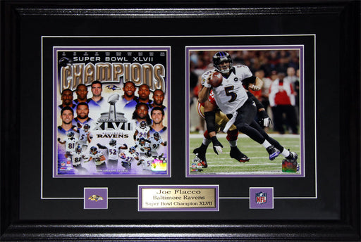 Joe Flacco Baltimore Ravens Superbowl XLVII 2 Photo Football Collector Frame