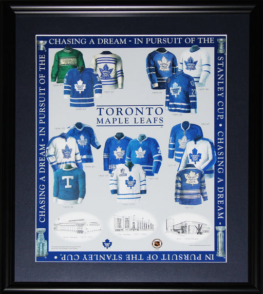 Toronto Maple Leafs Historical Jersey & Stadium Arena Hockey Sports Memorabilia Print Frame