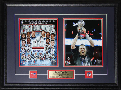 Tom Brady New England Patriots Superbowl LI 2 Photo Football Collector Frame