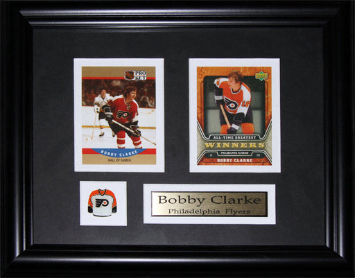 Bobby Clarke Philadelphia Flyers 2 Card Hockey Memorabilia Collector Frame