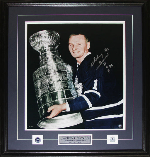Johnny Bower Toronto Maple Leafs Signed 16x20 Hockey Collector Frame