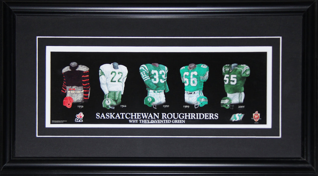 Saskatchewan Roughriders CFL Football Jersey Evolution Sports Memorabilia Collector Frame