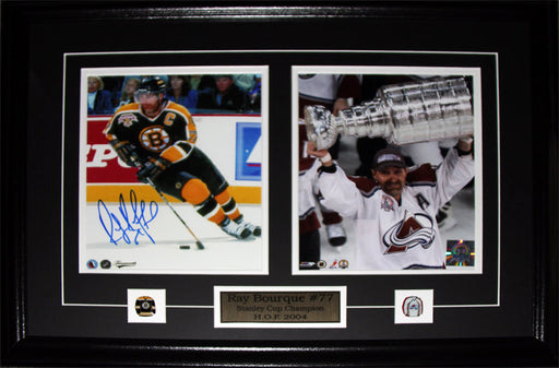 Ray Bourque Boston Bruins Colorado Avalanche Signed 2 Photo Hockey Frame