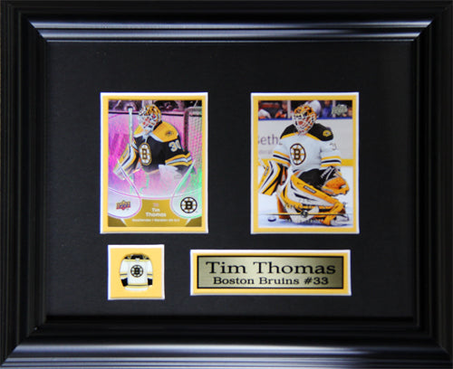 Tim Thomas Boston Bruins 2 Card Hockey Memorabilia Collector Frame