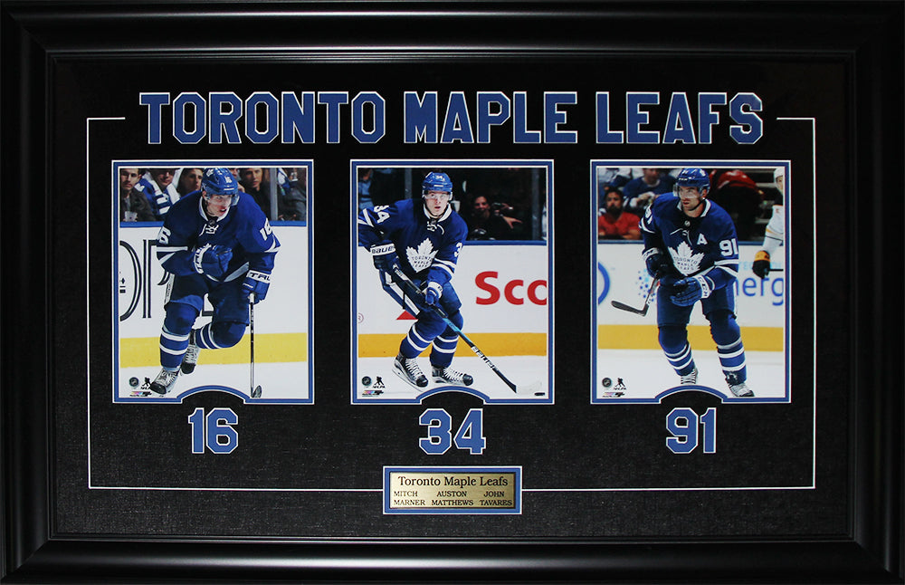 Toronto Maple Leafs Mitch Marner Auston Matthews John Tavares 3 Photograph Etched Hockey Frame