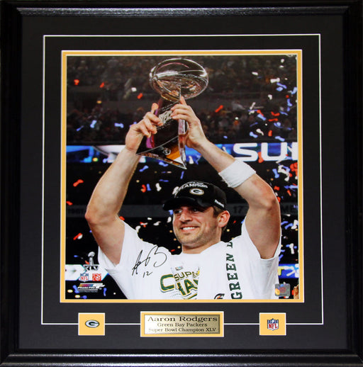 Aaron Rodgers Green Bay Packers Signed 16x20 Football Collector Frame
