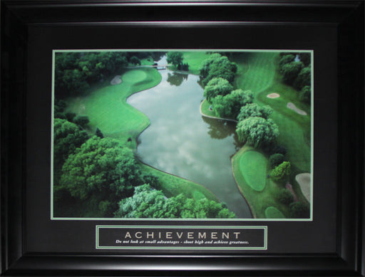 Achievement Advantages Greatness Golf Course Green Motivational Poster Frame