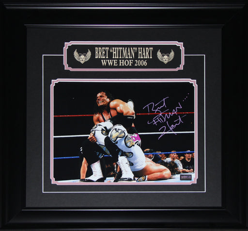 Bret "The Hitman" Hart Signed 11x14 Etched Wrestling Sports Memorabilia Collector Frame