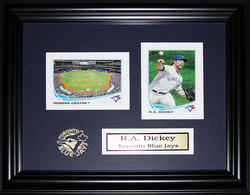 R.A. Dickey Toronto Blue Jays 2 Card Baseball Memorabilia Collector Frame
