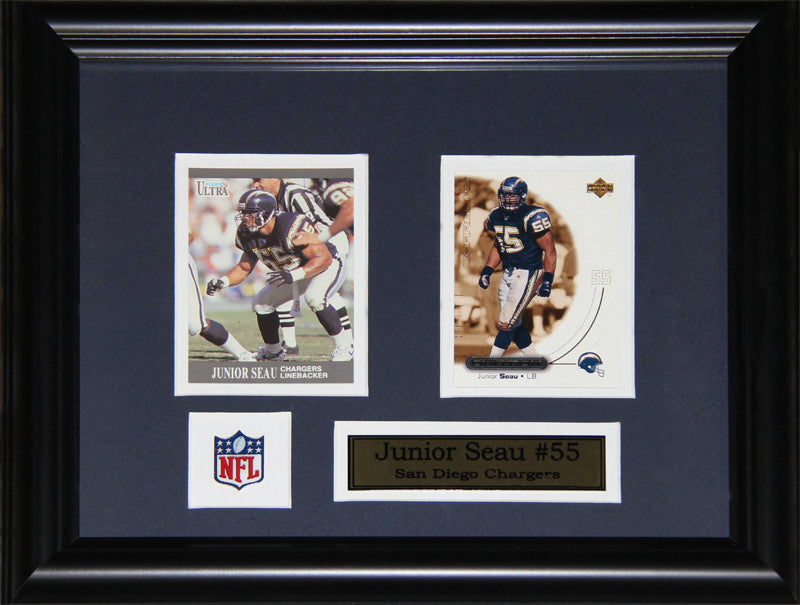 Junior Seau San Diego Chargers 2 Card Football Memorabilia Collector Frame