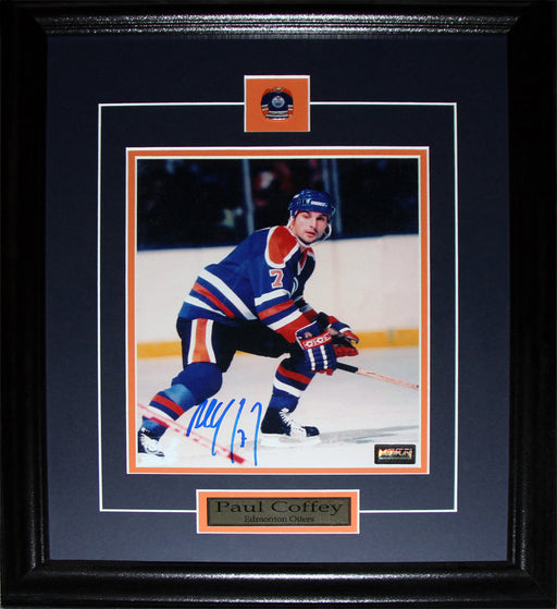 Paul Coffey Edmonton Oilers Signed 8x10 Hockey Memorabilia Collector Frame