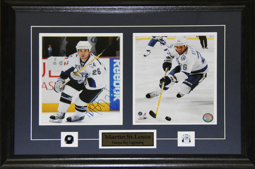 Martin St. Louis Tampa Bay Lightning Signed 2 Photo Hockey Collector Frame