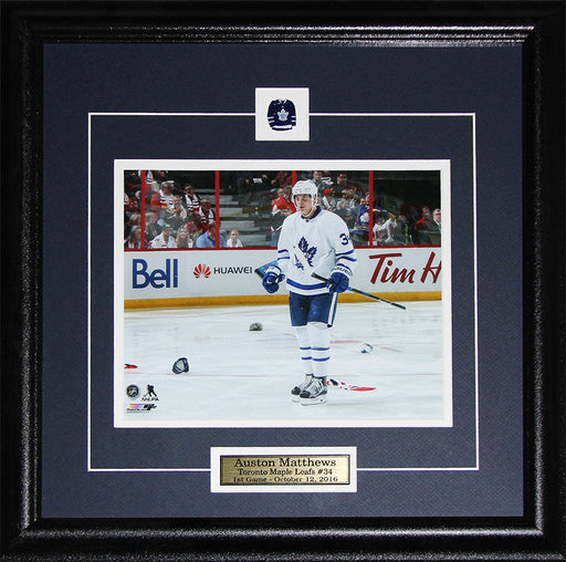 Auston Matthews Toronto Maple Leafs 1st Game Hat Trick 8x10 Hockey Frame