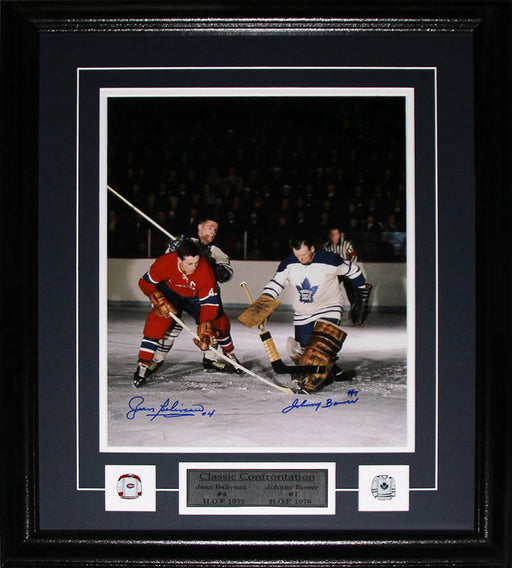 Jean Beliveau & Johnny Bower Signed 11x14 Hockey Memorabilia Collector Frame
