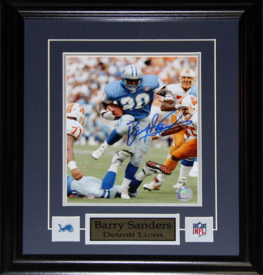 Barry Sanders Detroit Lions Signed 8x10 Football Memorabilia Collector Frame
