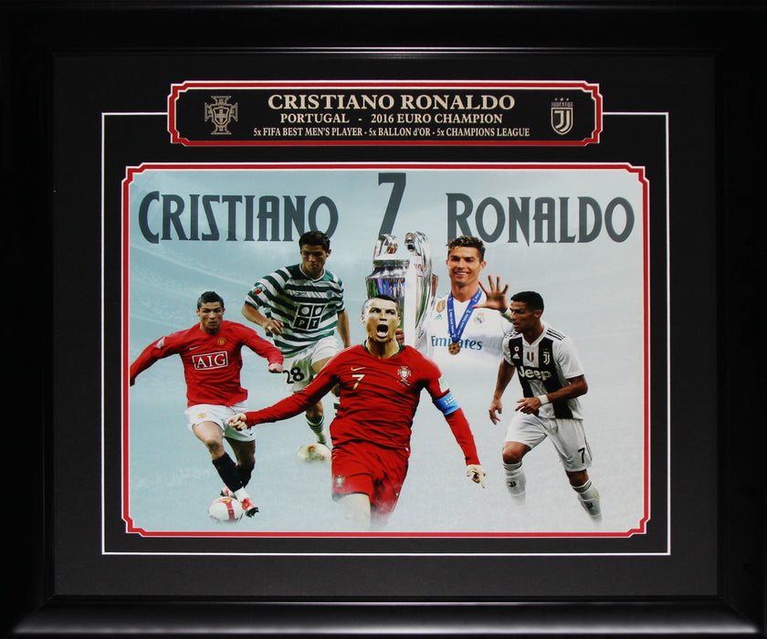 Cristiano Ronaldo Career Team Portugal Manchester United Real Madrid Juventus 16x20 Soccer Sports Memorabilia Collector Frame