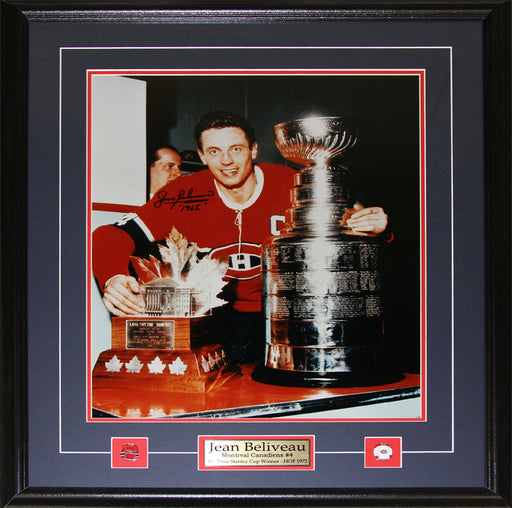 Jean Beliveau Montreal Canadiens Signed 16x20 Hockey Collector Frame